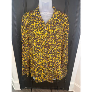 Karen Kane leopard button up blouse Size Large